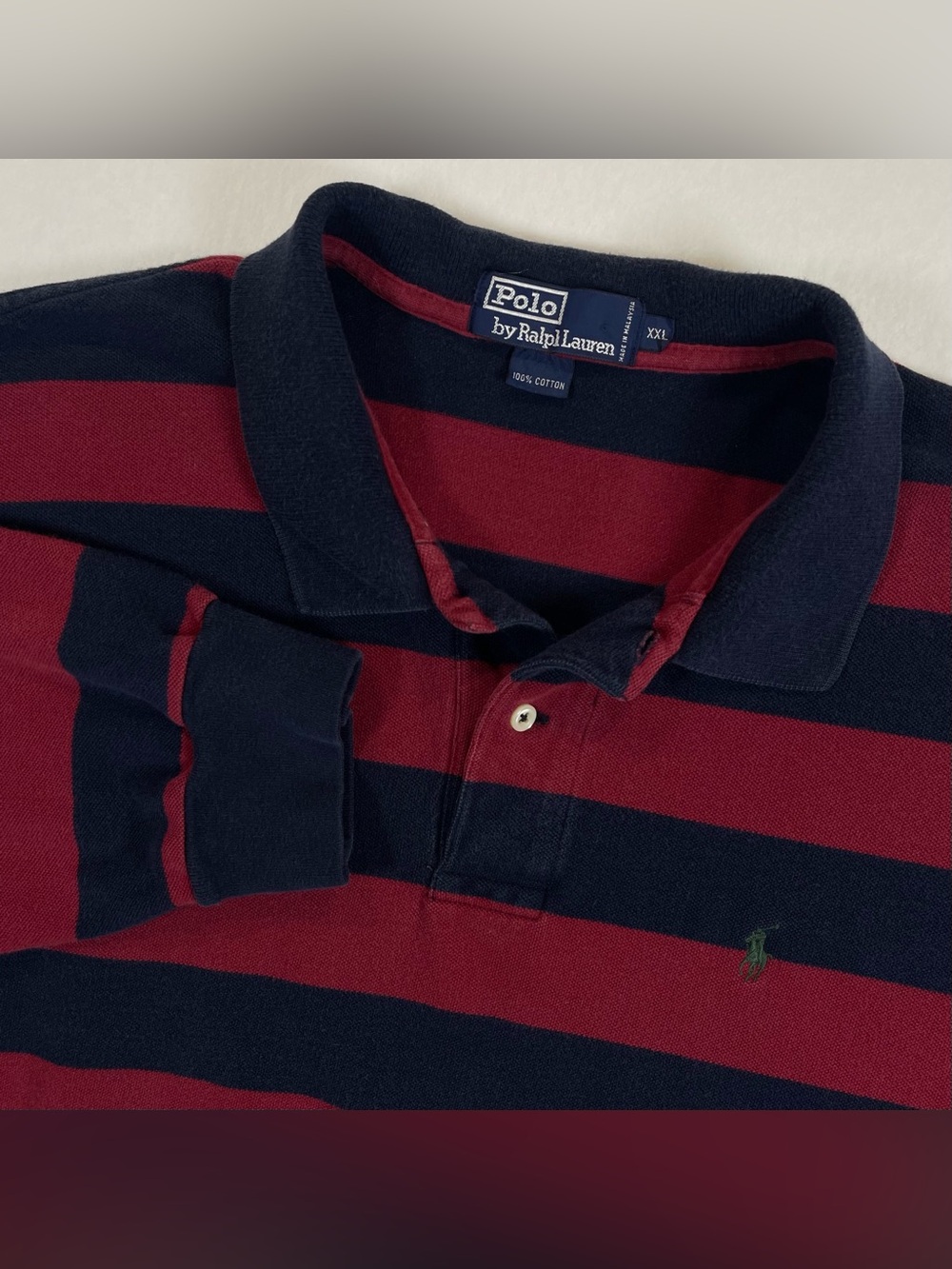 Vintage Polo Ralph Lauren Rugby Polo Mens XXL Red Striped Long Sleeve Preppy 90s